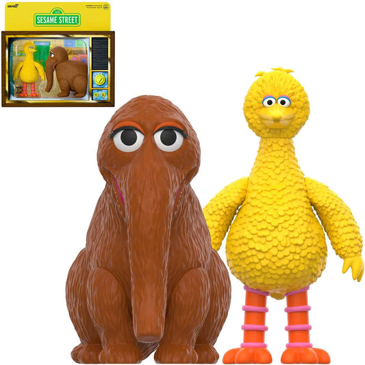 Super7 Sesame Street Big Bird and Mr. Snuffleupagus 2-Pack ReAction Action Figure Set