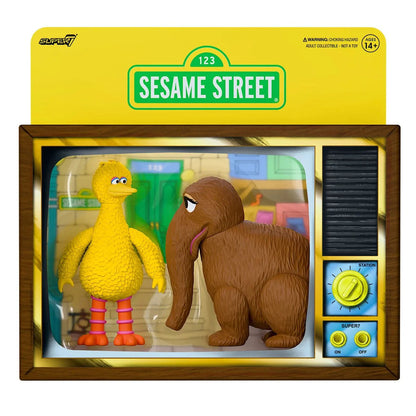Super7 Sesame Street Big Bird and Mr. Snuffleupagus 2-Pack ReAction Action Figure Set