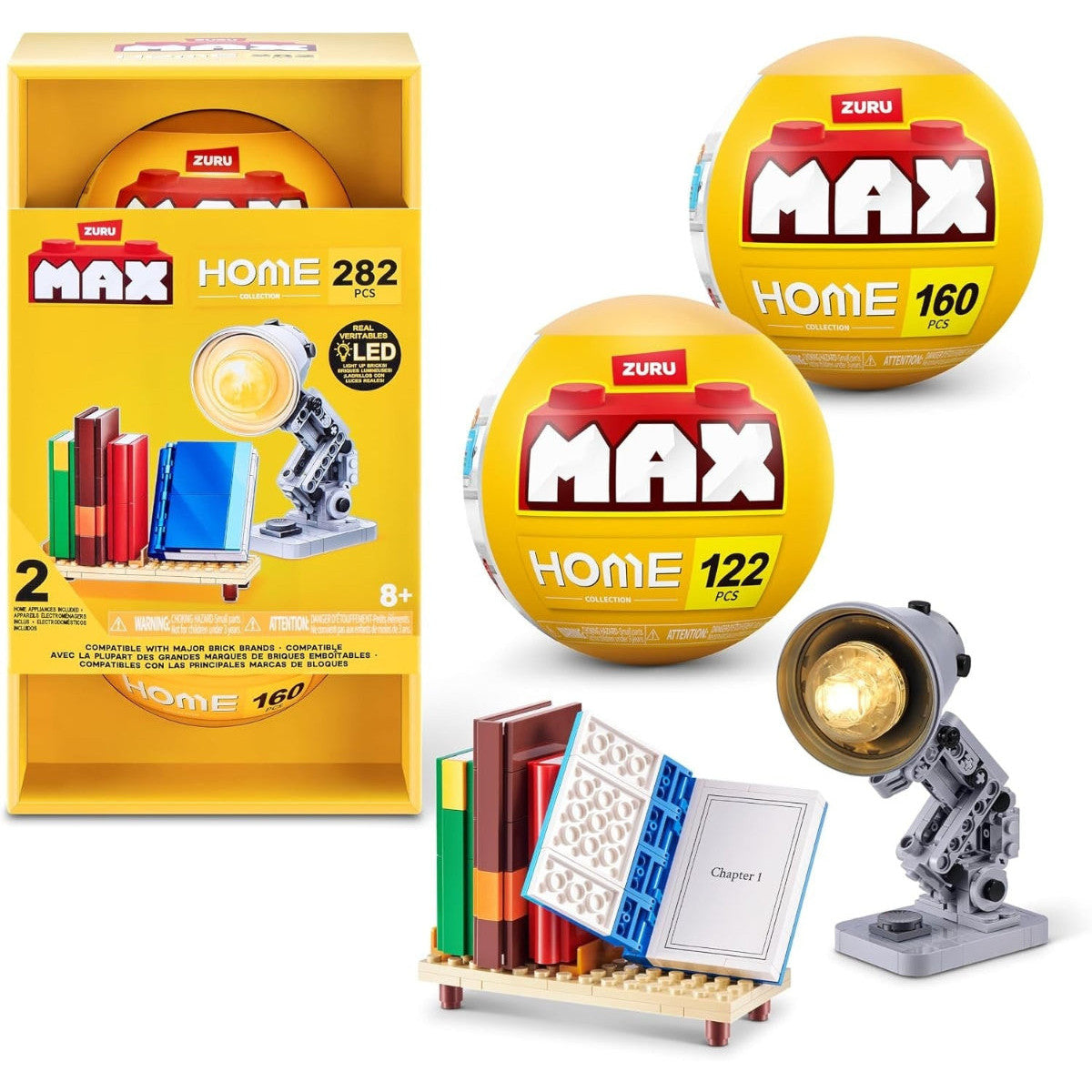 Zuru Max Home Building Bricks 282 Pieces Books & Lamp